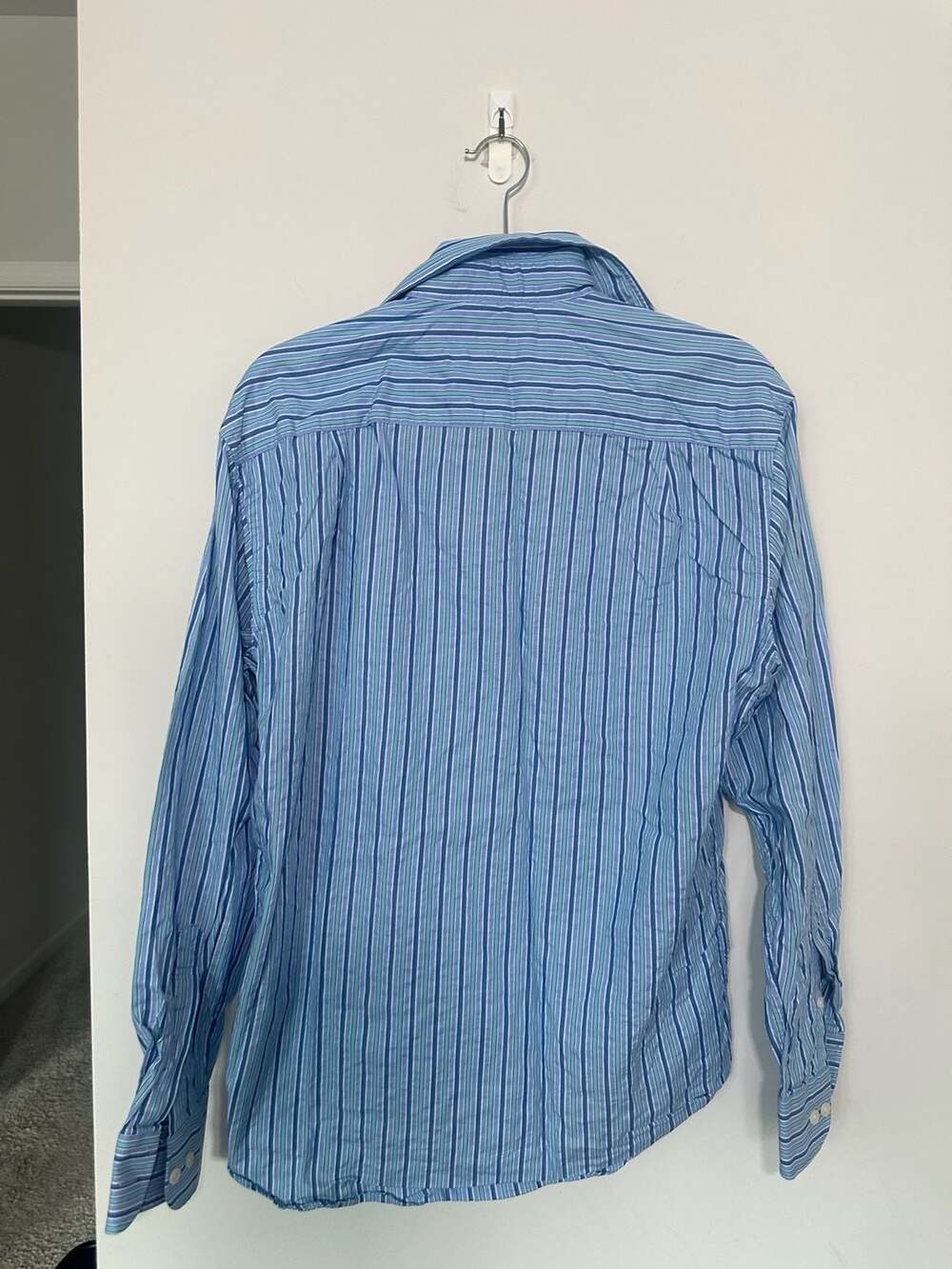 Southern Pines Blue Striped Cotton Long Sleeve Button Up Shirt - Picture 4 of 7